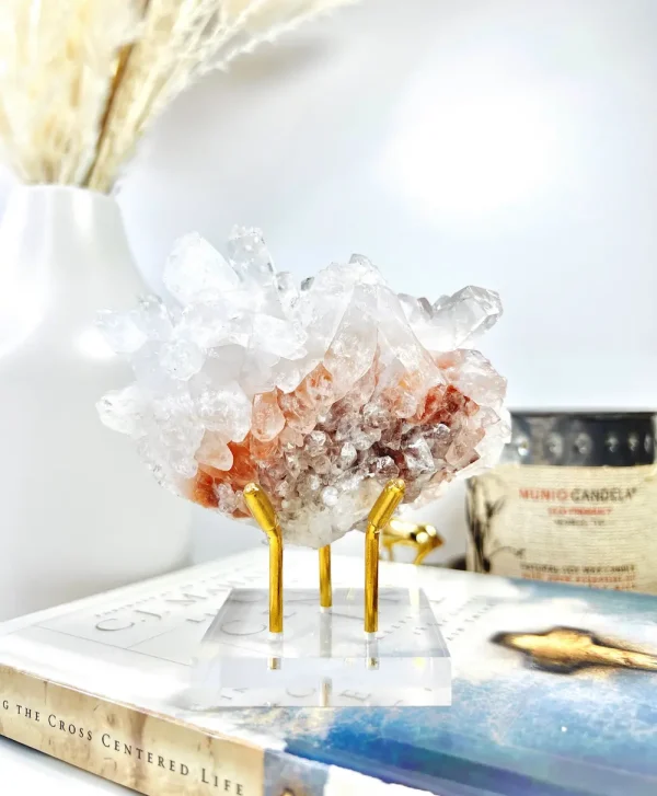 紅兔毛白水晶簇