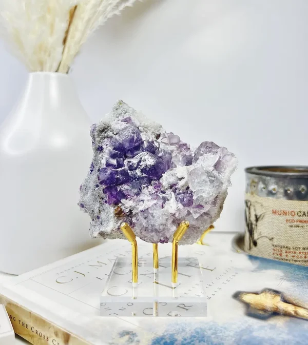 紫螢石水晶共生